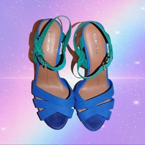 Gianni Bibi Blue Platform Heels size 10M